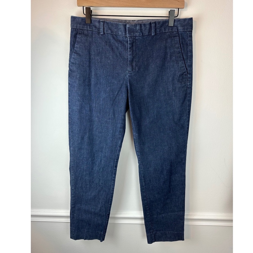 BANANA REPUBLIC Navy Blue Chambray Hampton Ankle Pants | 6